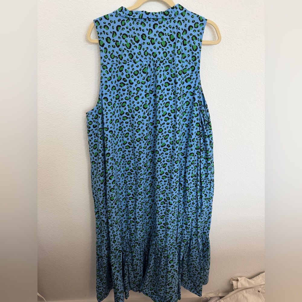 Maeve Anthropologie+ Paola Flounced Midi Dress-Blue Leopard 3X - Picture 5 of 5